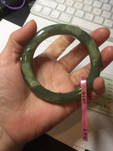 Load image into Gallery viewer, 57.4mm 100% natural certified dark green/gray Hetian nephrite jade bangle HF69-6454
