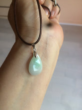 Load image into Gallery viewer, 100% natural icy watery green/white/purple type A jadeite jade water drop pendant necklace group A122
