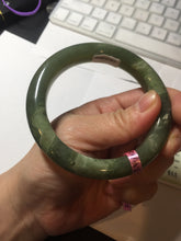 Load image into Gallery viewer, 57.4mm 100% natural certified dark green/gray Hetian nephrite jade bangle HF69-6454
