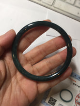Load image into Gallery viewer, 60mm Certified Type A 100% Natural dark green/blue/gray with Guatemala slim round cut Jadeite bangle BG205-8850
