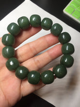 Load image into Gallery viewer, 14x13.2mm 100% Natural olive green/brown/black vintage style nephrite Hetian Jade bead bracelet HT97
