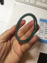 Load image into Gallery viewer, 54.5mm Certified Type A 100% Natural icy watery deep sea dark green/blue/gray/black Guatemala slim round cut Jadeite bangle PC84-7031
