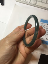 Load image into Gallery viewer, 54.5mm Certified Type A 100% Natural icy watery deep sea dark green/blue/gray/black Guatemala slim round cut Jadeite bangle PC84-7031
