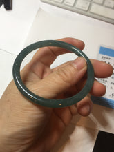 Load image into Gallery viewer, 54.5mm Certified Type A 100% Natural icy watery deep sea dark green/blue/gray/black Guatemala slim round cut Jadeite bangle PC84-7031
