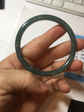 Load image into Gallery viewer, 54.5mm Certified Type A 100% Natural icy watery deep sea dark green/blue/gray/black Guatemala slim round cut Jadeite bangle PC84-7031
