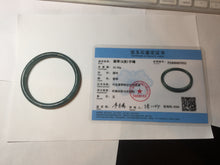 Load image into Gallery viewer, 54.5mm Certified Type A 100% Natural icy watery deep sea dark green/blue/gray/black Guatemala slim round cut Jadeite bangle PC84-7031
