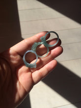 Load image into Gallery viewer, Size 7 3/4 100% natural type A icy watery oily dark green/blue/gray/purple/black one-piece carved dragon slim jadeite jade ring group PB117
