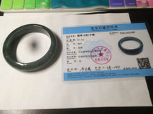 Load image into Gallery viewer, 57mm type A 100% Natural icy dark green/black jadeite jade bangle AY36-1097
