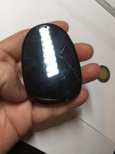 Load image into Gallery viewer, 100% Natural clear dark green/black jadeite jade(Mocui, 墨翠) Nezha(哪吒) defeated the dragon king Pendant/handhold worry stone BL139
