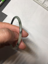 Load image into Gallery viewer, 57mm Certified Type A 100% Natural green/black/gray with dark green floating flowers super slim round cut Jadeite bangle PD47-5770
