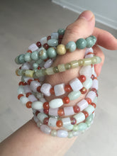 Load image into Gallery viewer, 100% natural type A icy watery light purple/green/white jadeite jade bead bracelet BK109
