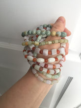 Load image into Gallery viewer, 100% natural type A icy watery light purple/green/white jadeite jade bead bracelet BK109
