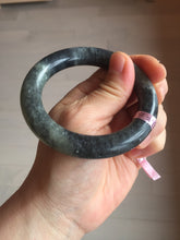 Load image into Gallery viewer, 53.4mm Certified 100% Natural black/gray sesame paste 芝麻糊 青花round cut nephrite Jade bangle HHE102-5546
