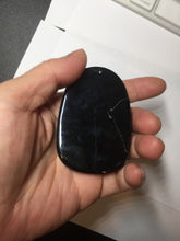 Load image into Gallery viewer, 100% Natural clear dark green/black jadeite jade(Mocui, 墨翠) Nezha(哪吒) defeated the dragon king Pendant/handhold worry stone BL139
