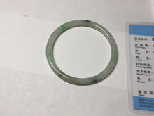 Load image into Gallery viewer, 57.4mm Certified Type A 100% Natural sunny green/white with dark green floating flowers super slim round cut Jadeite bangle PD48-5736
