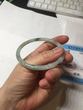 Load image into Gallery viewer, 57.4mm Certified Type A 100% Natural sunny green/white with dark green floating flowers super slim round cut Jadeite bangle PD48-5736
