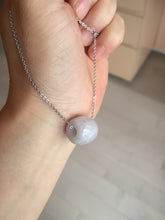 Load image into Gallery viewer, Type A 100% Natural white/light purple olive shape Jadeite Jade LuluTong (Every road is smooth) bead pendant BK108
