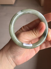 Load image into Gallery viewer, 54mm Certified Type A 100% Natural dark green gray round cut Jadeite bangle AU45-0896
