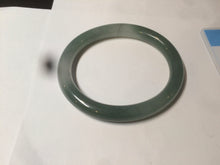 Load image into Gallery viewer, 49.5mm Certified Type A 100% Natural icy dark green/gray oval round cut Jadeite Jade bangle M89-2878
