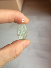 Load image into Gallery viewer, 100% Natural type A light green safe and sound pendant with the carved hieroglyph of &quot;Buddha&quot; jadeite Jade pendant group B99
