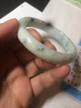 Load image into Gallery viewer, 55.5mm certificated Type A 100% Natural light green/white with green floating flowers Jadeite Jade bangle AM81-1635
