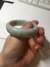 Load image into Gallery viewer, 52.9mm certificated Type A 100% Natural light green/purple/yellow Monet’s Water Lilies Jadeite Jade bangle E61-1028
