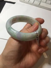 Load image into Gallery viewer, 52.9mm certificated Type A 100% Natural light green/purple/yellow Monet’s Water Lilies Jadeite Jade bangle E61-1028
