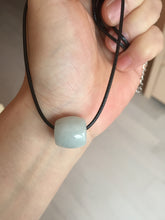 Load image into Gallery viewer, type A 100% Natural white/light green olive shape Jadeite Jade LuluTong (Every road is smooth) bead pendant BK107

