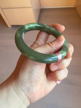 Load image into Gallery viewer, 57.4mm 100% natural certified dark green/gray Hetian nephrite jade bangle HF69-6454
