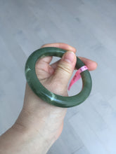 Load image into Gallery viewer, 57.4mm 100% natural certified dark green/gray Hetian nephrite jade bangle HF69-6454
