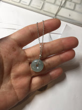 Load image into Gallery viewer, 14mm Type A 100% Natural light green blue Jadeite Safety Guardian Button donuts pendant BG209
