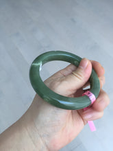 Load image into Gallery viewer, 57.4mm 100% natural certified dark green/gray Hetian nephrite jade bangle HF69-6454
