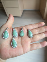 Load image into Gallery viewer, 100% natural type A sunny green jadeite jade water drop pendant necklace group PA111
