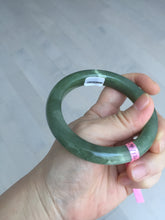 Load image into Gallery viewer, 57.4mm 100% natural certified dark green/gray Hetian nephrite jade bangle HF69-6454
