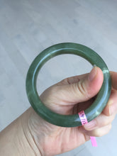 Load image into Gallery viewer, 57.4mm 100% natural certified dark green/gray Hetian nephrite jade bangle HF69-6454
