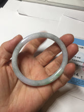 Load image into Gallery viewer, 53.5mm certified 100% natural sunny green purple gray oval jadeite jade bangle BS41-4531
