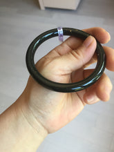 Load image into Gallery viewer, 59.3mm 100% Natural dark green/black meteorite Stellar Night sky slim round cut nephrite bangle HT115-8798
