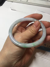 Load image into Gallery viewer, 53.5mm certified 100% natural sunny green purple gray oval jadeite jade bangle BS41-4531
