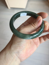 Load image into Gallery viewer, 57.2mm certified natural Type A oily dark green/black jadeite jade bangle BG77-0408
