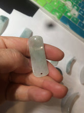 Load image into Gallery viewer, 100% natural type A icy watery light green white jadeite jade rectangle bead/craft supplies BG9
