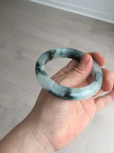 Load image into Gallery viewer, 卖了 56mm Certified Type A 100% Natural icy watery dark green/white//black Jadeite Jade bangle Bl66-8581
