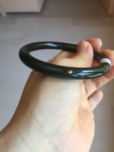 Load image into Gallery viewer, 58.4mm 100% Natural dark green/black meteorite Stellar Night sky slim round cut nephrite bangle HT113-8249
