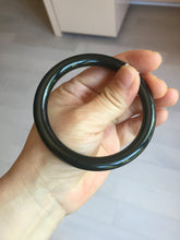 Load image into Gallery viewer, 58.4mm 100% Natural dark green/black meteorite Stellar Night sky slim round cut nephrite bangle HT113-8249
