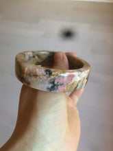 Load image into Gallery viewer, 54.9mm 100% natural pink/black time series(时光系列) rose stone (Rhodonite)square bangle XY83
