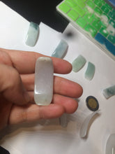 Load image into Gallery viewer, 100% natural type A icy watery light green white jadeite jade rectangle bead/craft supplies BG9
