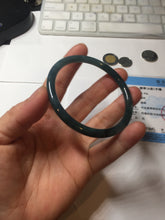 Load image into Gallery viewer, 56mm Certified Type A 100% Natural dark green/blue/gray Guatemala slim round cut Jadeite bangle PA90-2065
