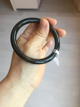 Load image into Gallery viewer, 57.4mm 100% Natural dark green/black meteorite Stellar Night sky slim round cut nephrite bangle HT112-8247
