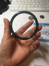 Load image into Gallery viewer, 56mm Certified Type A 100% Natural dark green/blue/gray Guatemala slim round cut Jadeite bangle PA90-2065

