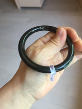 Load image into Gallery viewer, 57.4mm 100% Natural dark green/black meteorite Stellar Night sky slim round cut nephrite bangle HT112-8247
