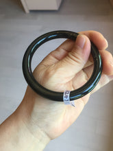 Load image into Gallery viewer, 57.4mm 100% Natural dark green/black meteorite Stellar Night sky slim round cut nephrite bangle HT112-8247
